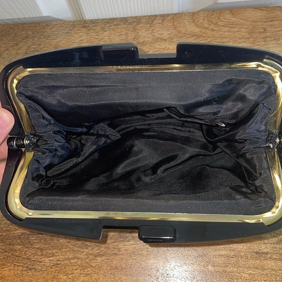 🖤VTG Black Velvet clutch Evening Bag - Picture 3 of 8